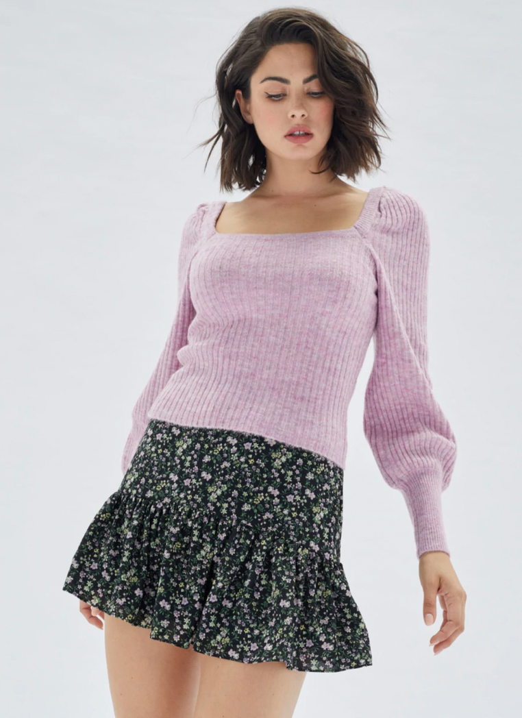 Saeeda Square Neck Knit Top