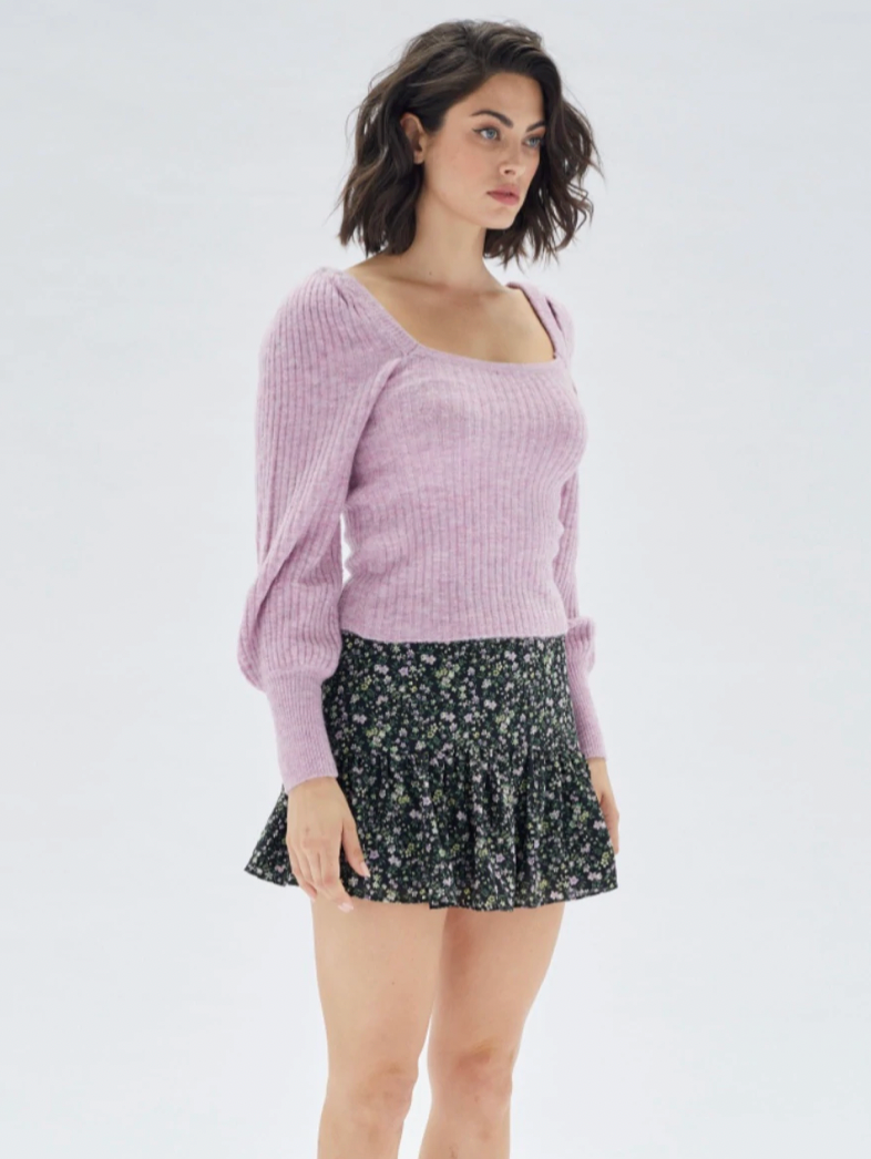 Saeeda Square Neck Knit Top