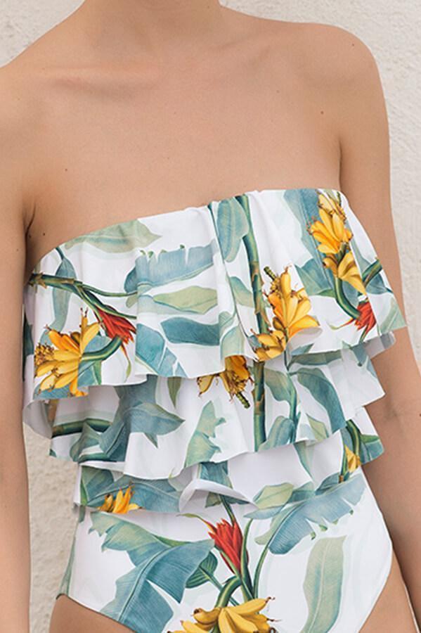 Peony Garden Ruffle Tankini Top